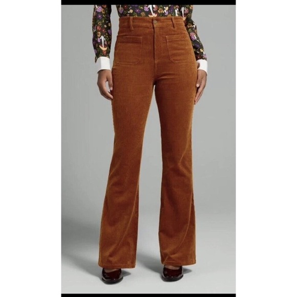 Modcloth Corduroy Flare Leg Womens Copper Orange 20W Y2K 90s Festival Boho 40x31 - Picture 1 of 12